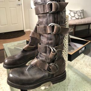 nylo Italian handcrafted leather buckle boots